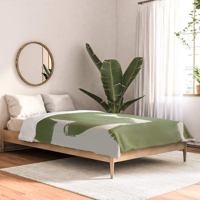 Abstract Paint Form 1 - Green Comforter Gallery Image 2