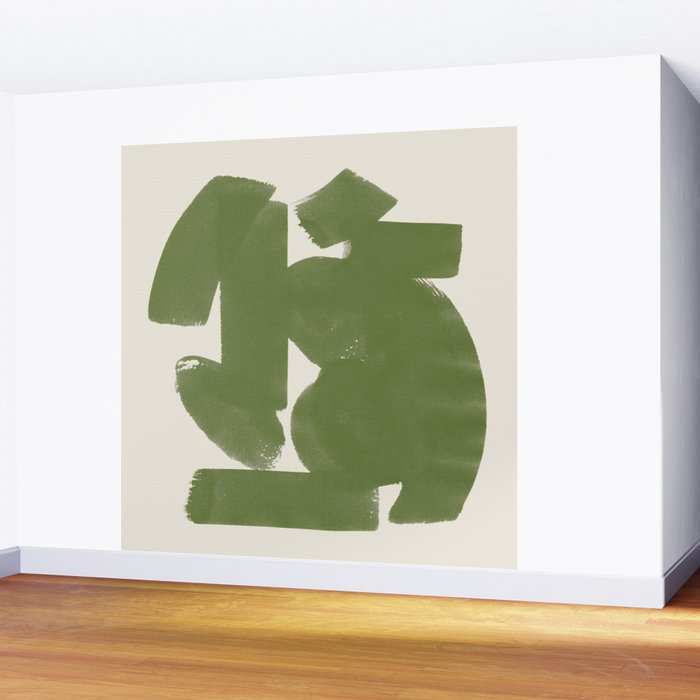 Abstract Paint Form 1 - Green Wall Mural Gallery Image 2