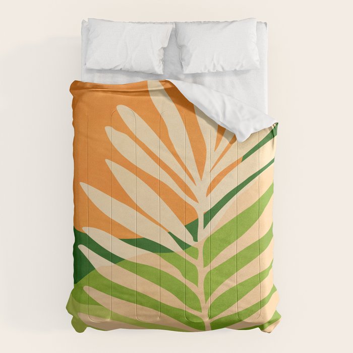 Sunny Palm Frond in Orange and Green Comforter Gallery Image 1