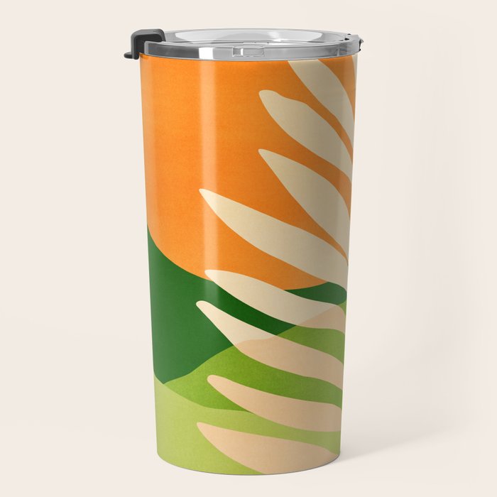 Sunny Palm Frond in Orange and Green Travel Mug Gallery Image 3