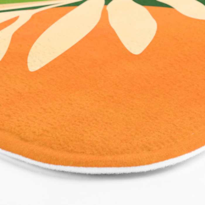 Sunny Palm Frond in Orange and Green Bath Mat Gallery Image 3