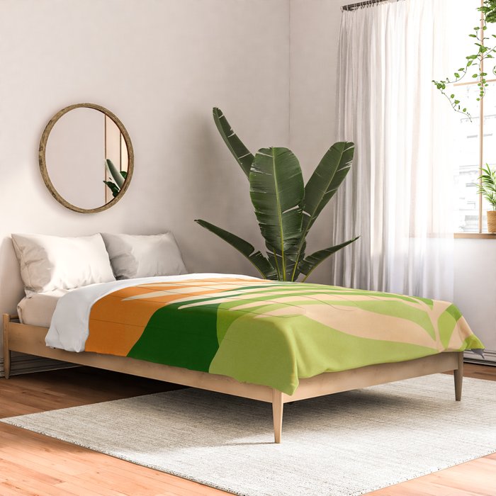 Sunny Palm Frond in Orange and Green Comforter Gallery Image 2