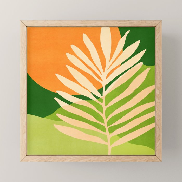 Sunny Palm Frond in Orange and Green Mini Art Print Gallery Image 1