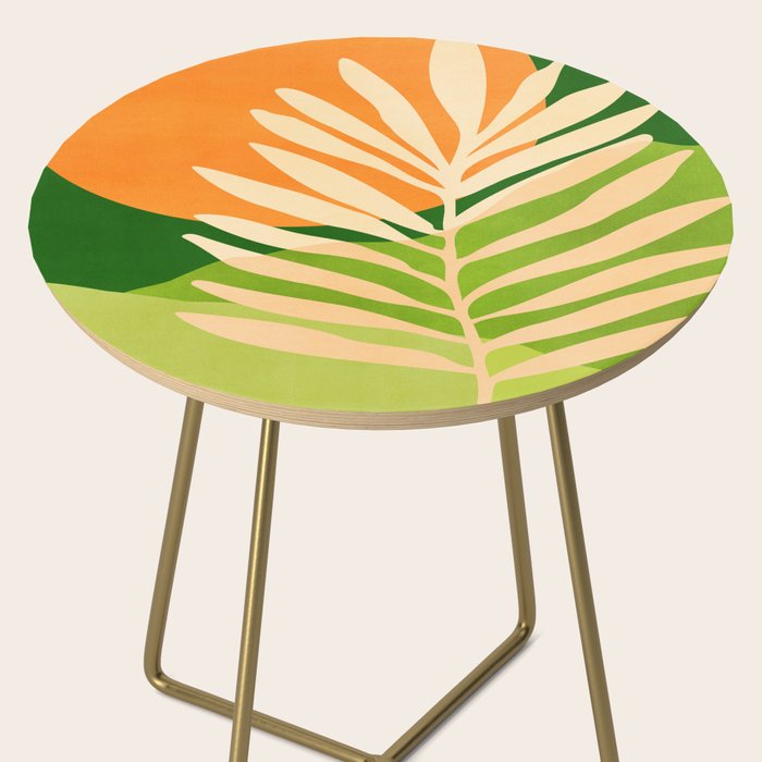 Sunny Palm Frond in Orange and Green Side Table Gallery Image 2