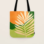 Sunny Palm Frond in Orange and Green Tote Bag Gallery Image 1