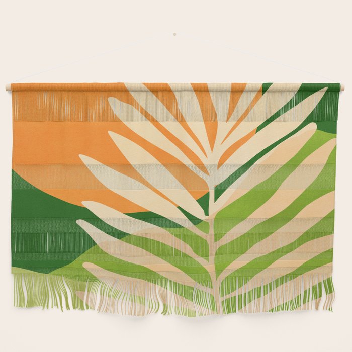 Sunny Palm Frond in Orange and Green Wall Hanging Gallery Image 1