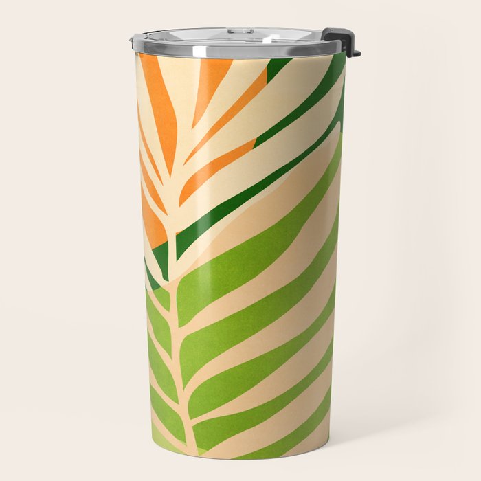 Sunny Palm Frond in Orange and Green Travel Mug Gallery Image 2