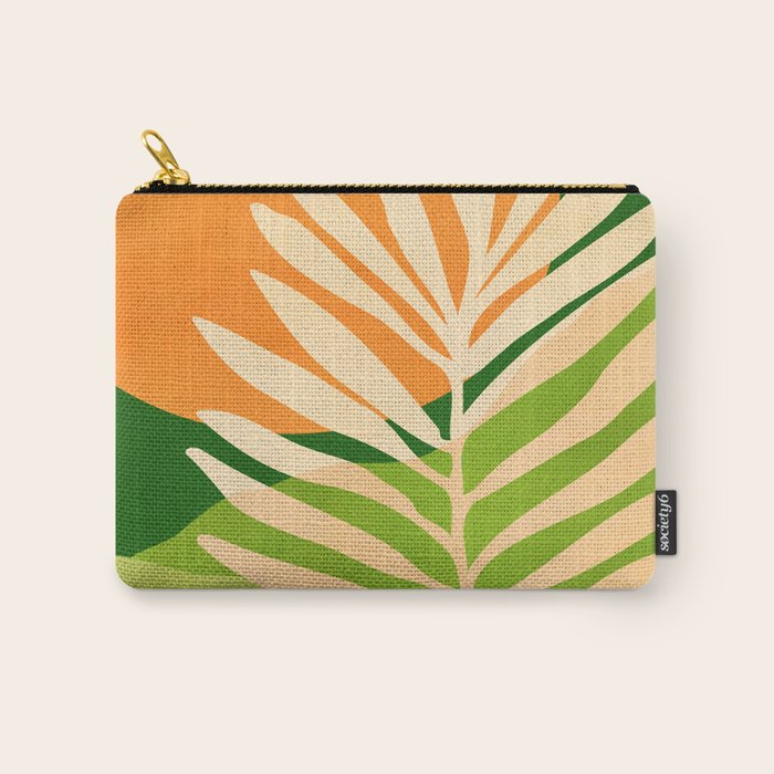 Sunny Palm Frond in Orange and Green Carry All Pouch Gallery Image 1