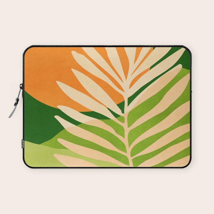 Sunny Palm Frond in Orange and Green Laptop Sleeve Gallery Image 1