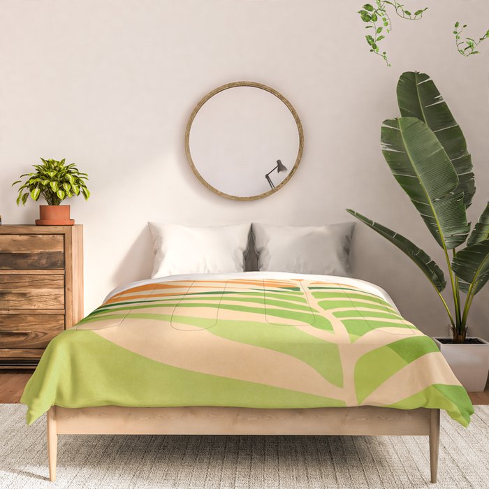 Sunny Palm Frond in Orange and Green Comforter Gallery Image 3