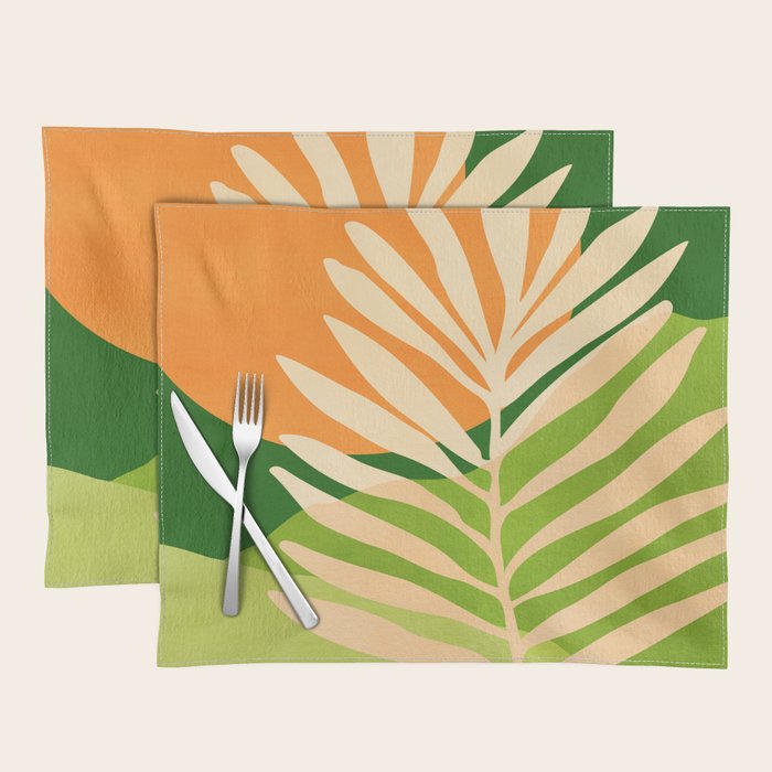Sunny Palm Frond in Orange and Green Placemat Gallery Image 1