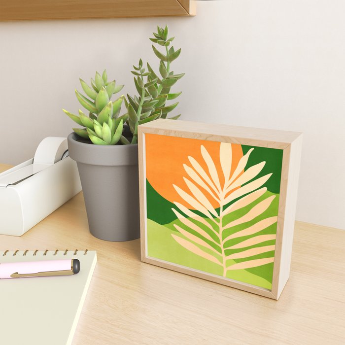 Sunny Palm Frond in Orange and Green Mini Art Print Gallery Image 2