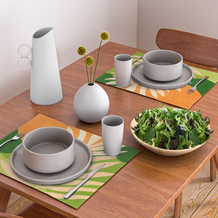 Sunny Palm Frond in Orange and Green Placemat Gallery Image 2
