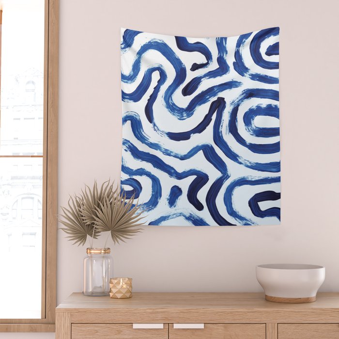 Blue Minimal Wall Tapestry Gallery Image 2
