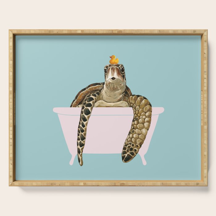 Sea Turtle in Bathtub Serving Tray Gallery Image 1