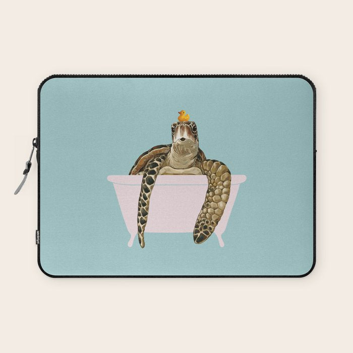 Sea Turtle in Bathtub Laptop Sleeve Gallery Image 1
