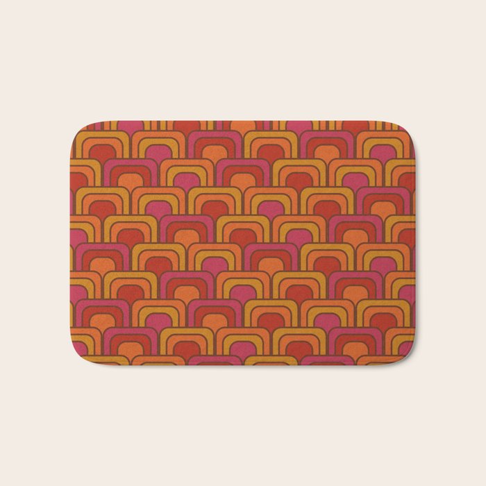 Geometric Retro Pattern Bath Mat Gallery Image 1