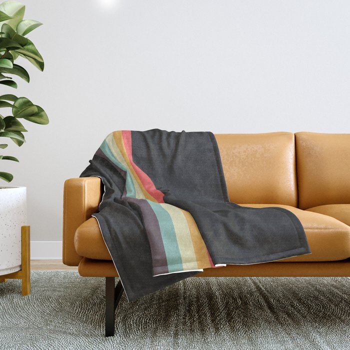 Minimal Classic Rainbow Retro Stripes - Tipua Throw Blanket Gallery Image 1