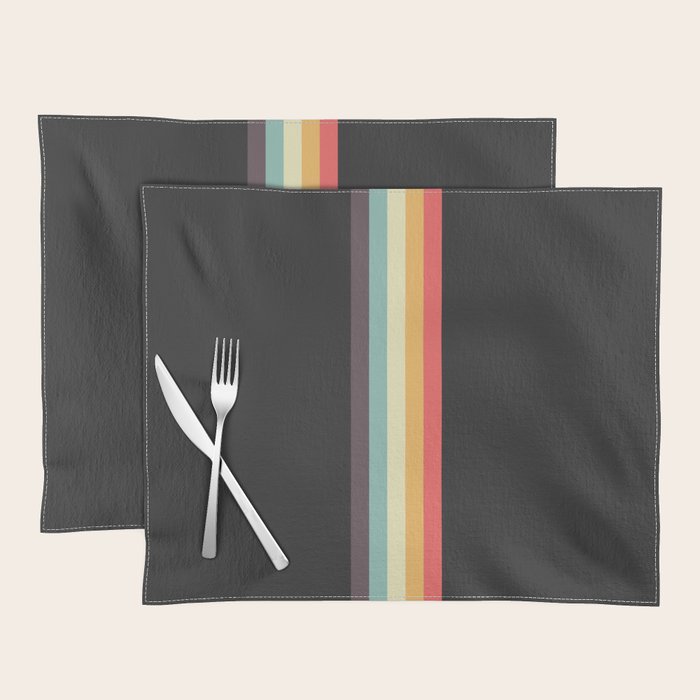 Minimal Classic Rainbow Retro Stripes - Tipua Placemat Gallery Image 1