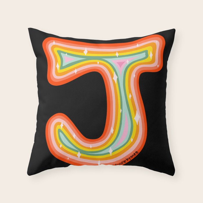 Rainbow J Throw Pillow Gallery Image 1