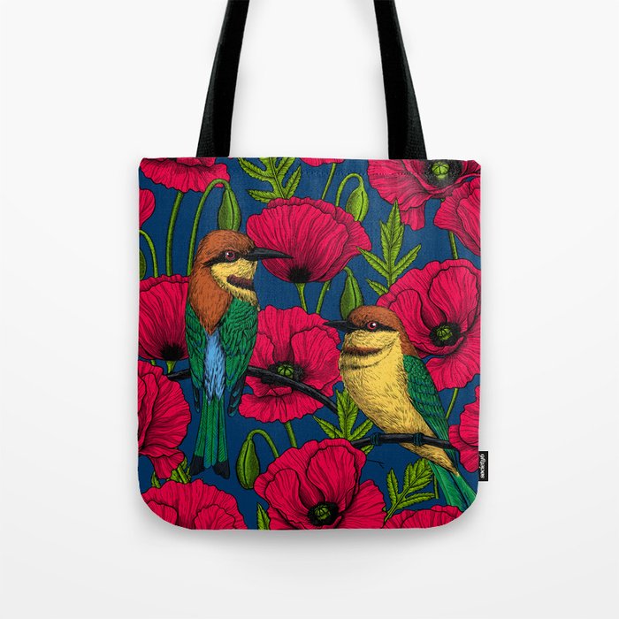 Bee eaters and poppies  Tote Bag Gallery Image 1