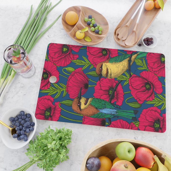 Bee eaters and poppies  Cutting Board Gallery Image 2