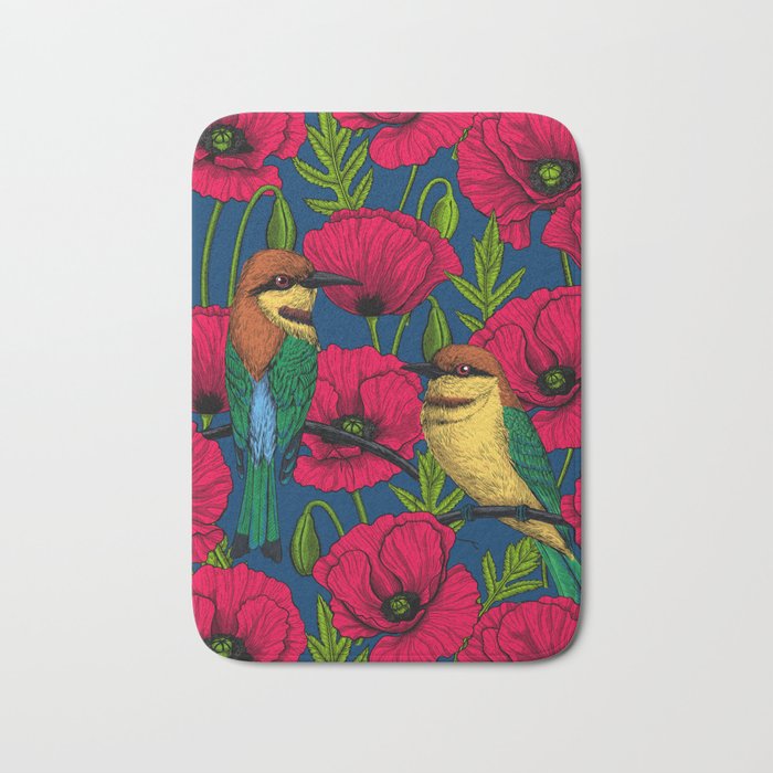 Bee eaters and poppies  Bath Mat Gallery Image 1