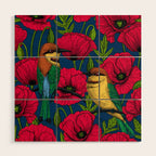 Bee eaters and poppies  Wood Wall Art Gallery Image 1