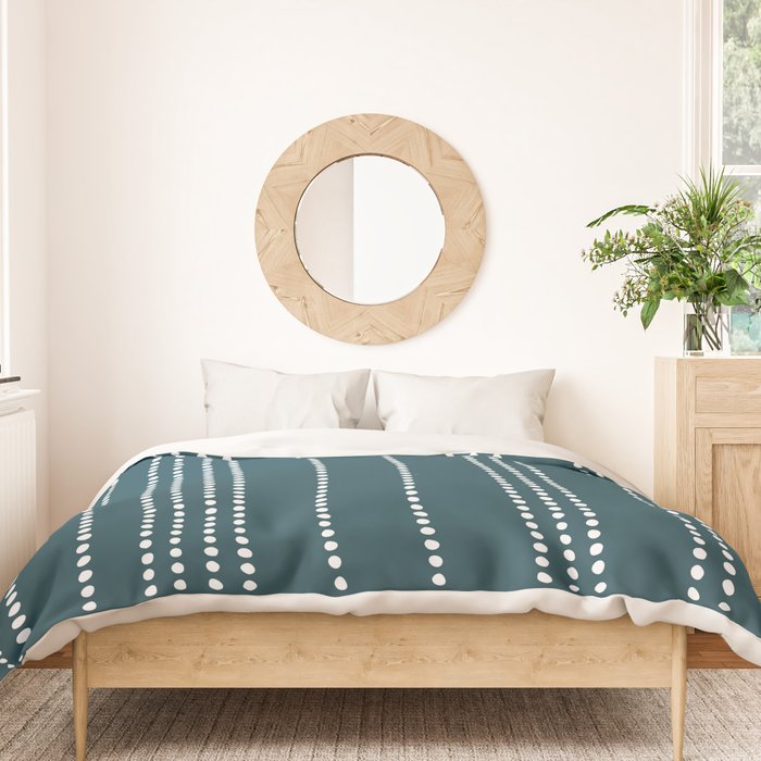 Ethnic Spotted Stripes in Teal Duvet Cover Gallery Image 3
