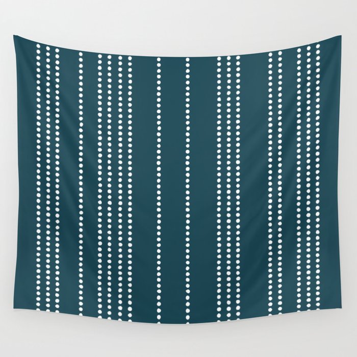 Ethnic Spotted Stripes in Teal Wall Tapestry Gallery Image 1