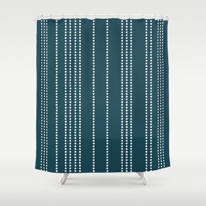 Ethnic Spotted Stripes in Teal Shower Curtain Gallery Image 1