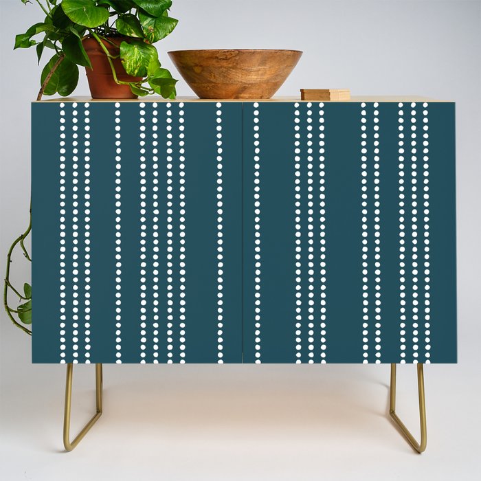 Ethnic Spotted Stripes in Teal Credenza Gallery Image 1