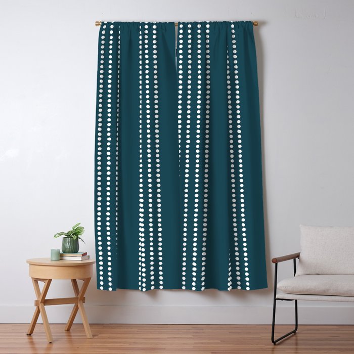 Ethnic Spotted Stripes in Teal Window Curtain Gallery Image 1