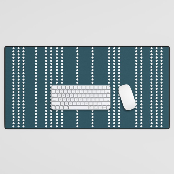 Ethnic Spotted Stripes in Teal Desk Mat Gallery Image 1