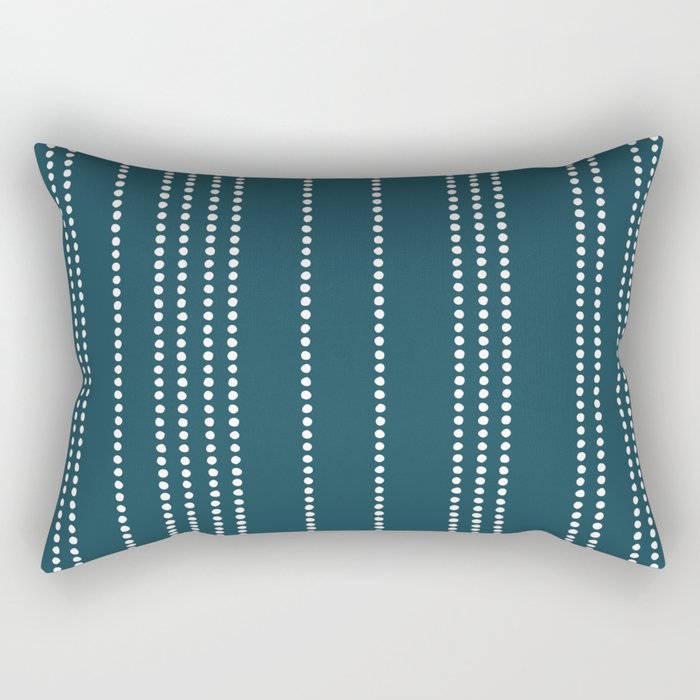 Ethnic Spotted Stripes in Teal Rectangular Pillow Gallery Image 1