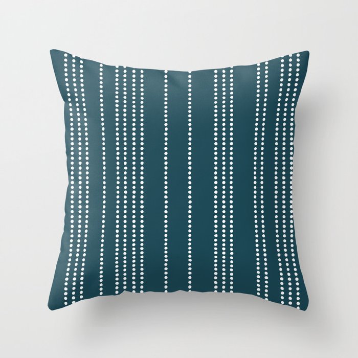 Ethnic Spotted Stripes in Teal Throw Pillow Gallery Image 1