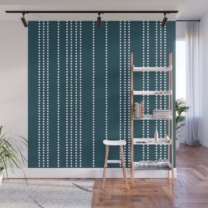 Ethnic Spotted Stripes in Teal Wall Mural Gallery Image 1