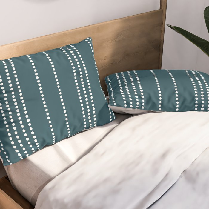 Ethnic Spotted Stripes in Teal Pillow Sham Gallery Image 2