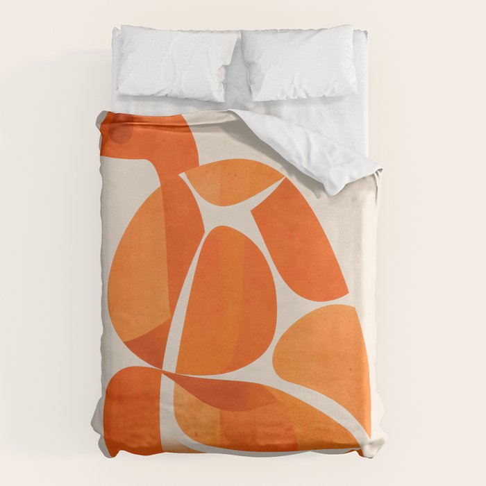 Abstract Turtle in Orange Duvet Cover Gallery Image 1