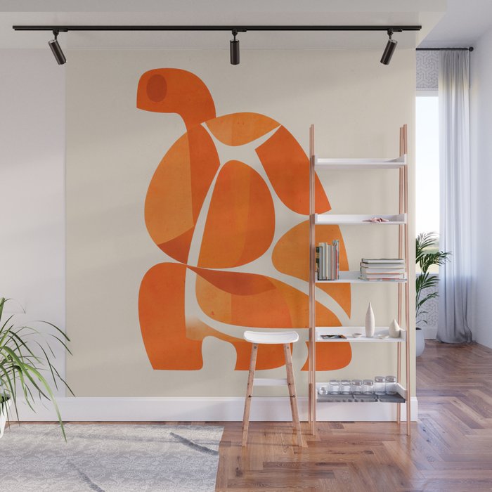 Abstract Turtle in Orange Wall Mural Gallery Image 1