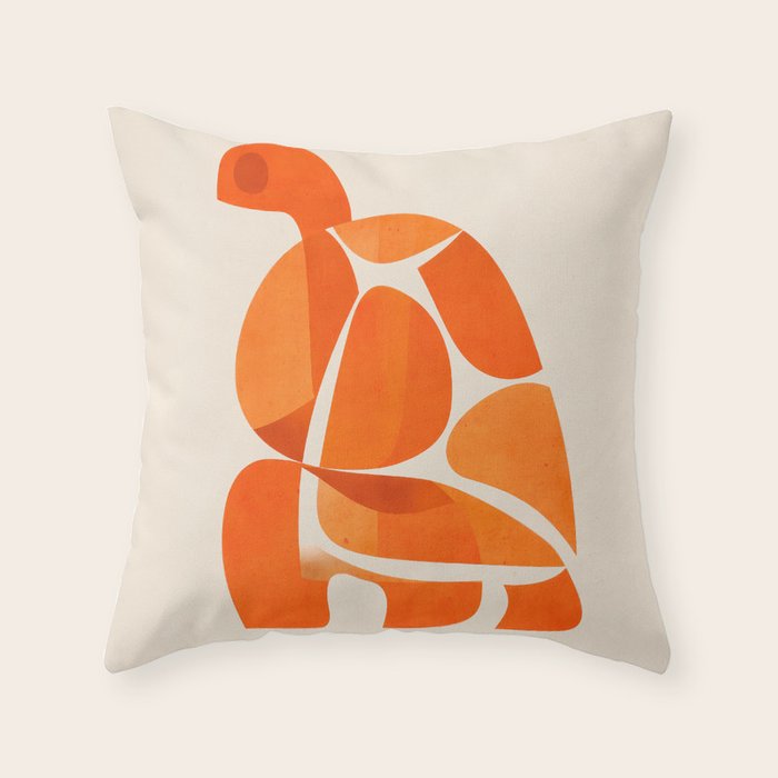 Abstract Turtle in Orange Throw Pillow Gallery Image 6