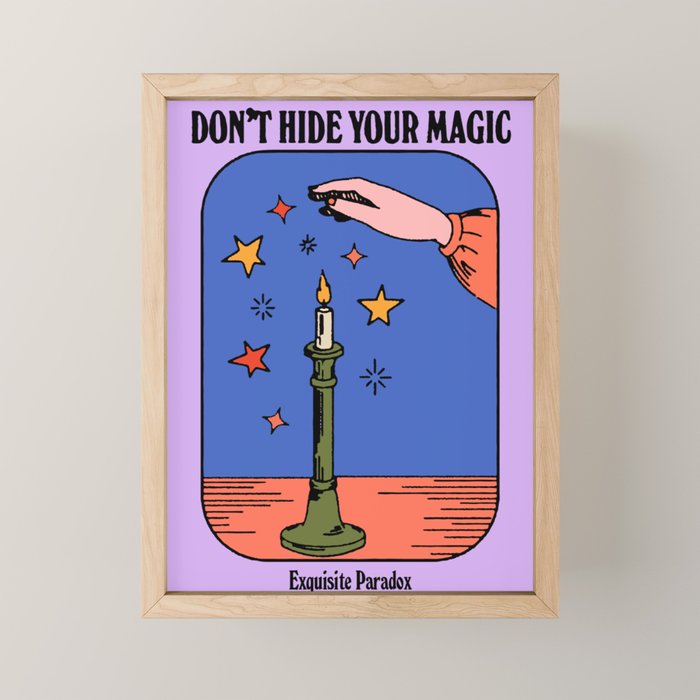 Don't Hide Your Magic - Inspirational Quote Vintage Illustration Mini Art Print Gallery Image 1