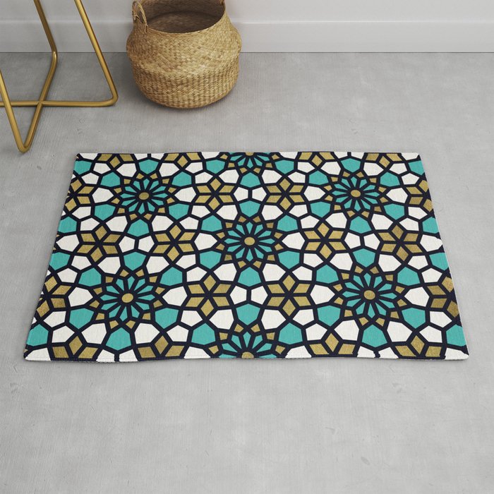 Persian Mosaic - Turquoise & Gold Palette Rug Gallery Image 1