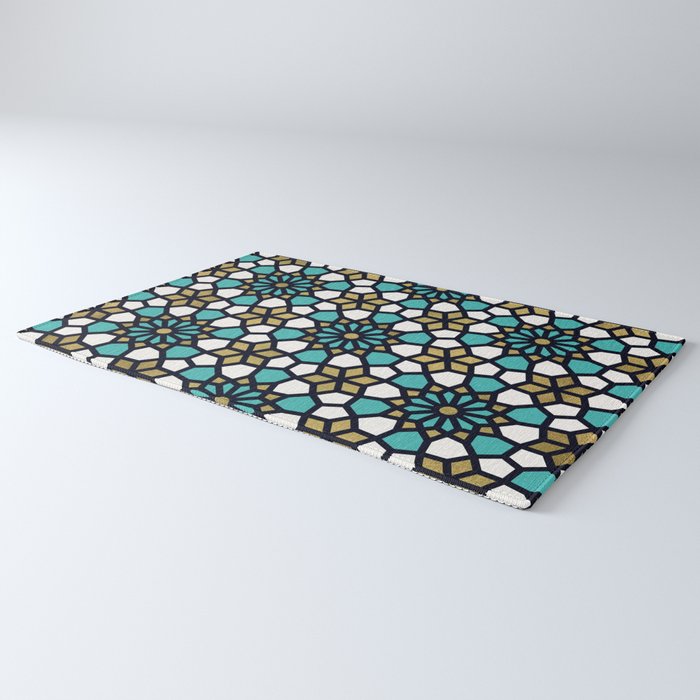 Persian Mosaic - Turquoise & Gold Palette Rug Gallery Image 3