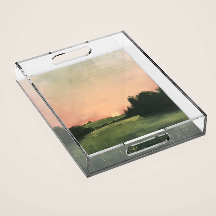 Country pink sunset Acrylic Tray Gallery Image 1