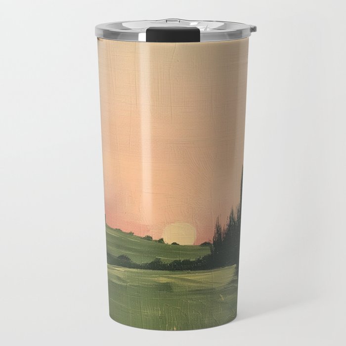 Country pink sunset Travel Mug Gallery Image 1