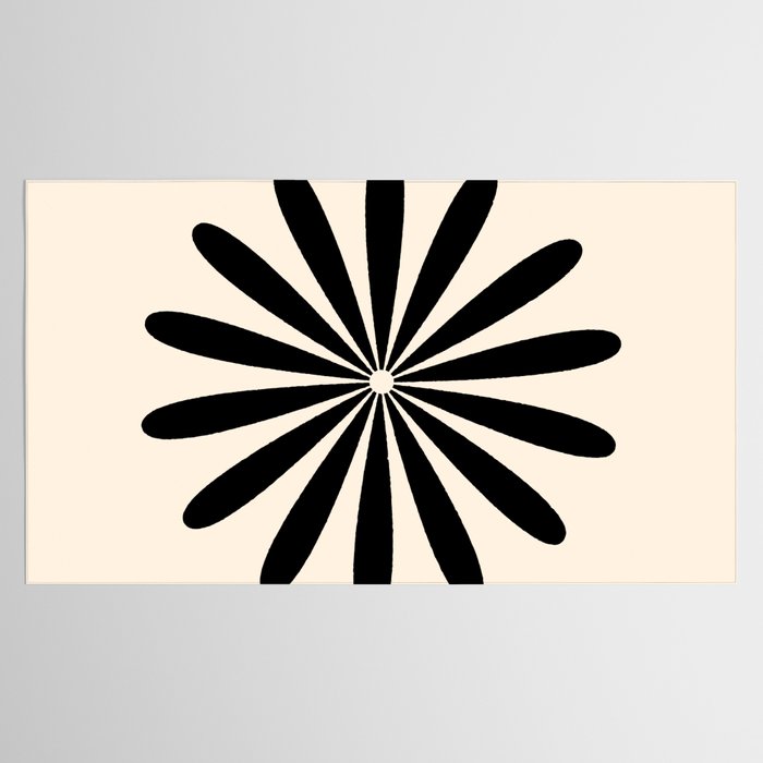 Big Daisy Retro Minimalist Black and Almond Cream Tablecloth Gallery Image 2