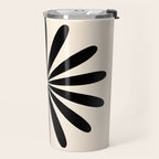 Big Daisy Retro Minimalist Black and Almond Cream Travel Mug Gallery Image 2