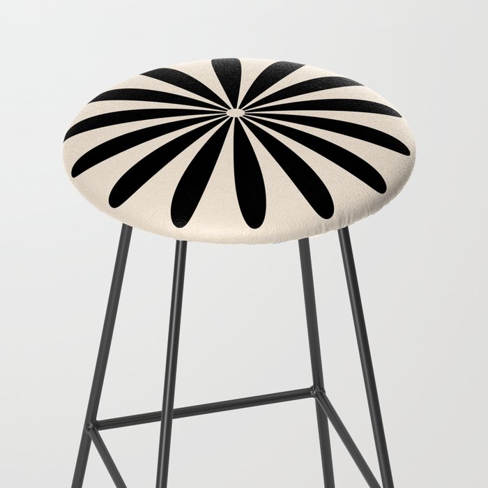 Big Daisy Retro Minimalist Black and Almond Cream Stool Gallery Image 2