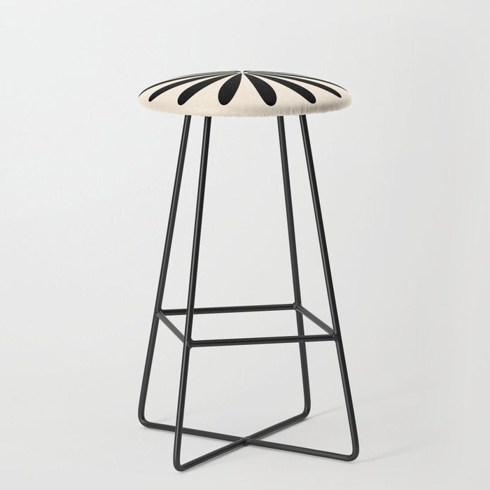 Big Daisy Retro Minimalist Black and Almond Cream Stool Gallery Image 1